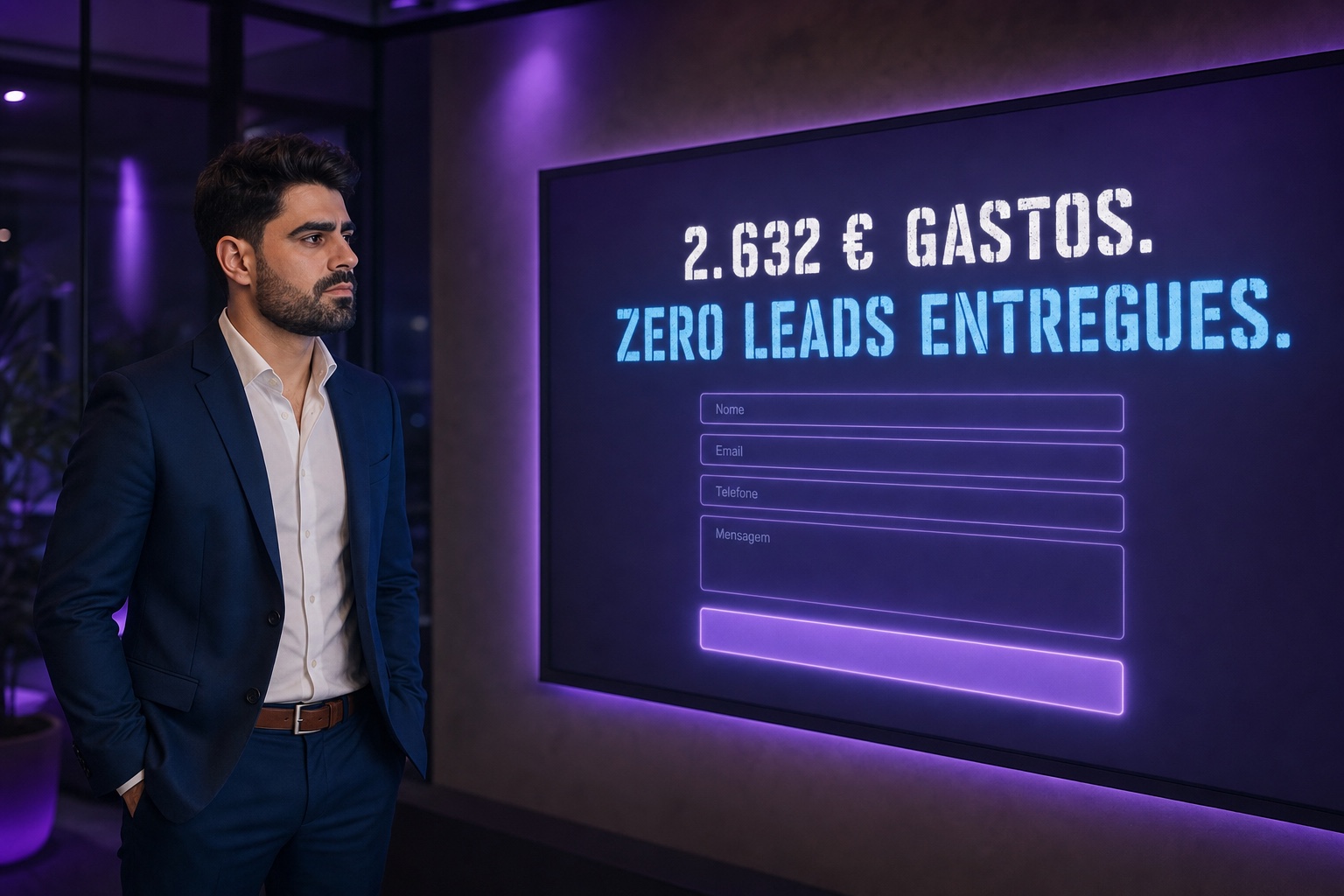 2.632 euros gastos e zero leads entregues por um formulário do Google Ads sem entrega