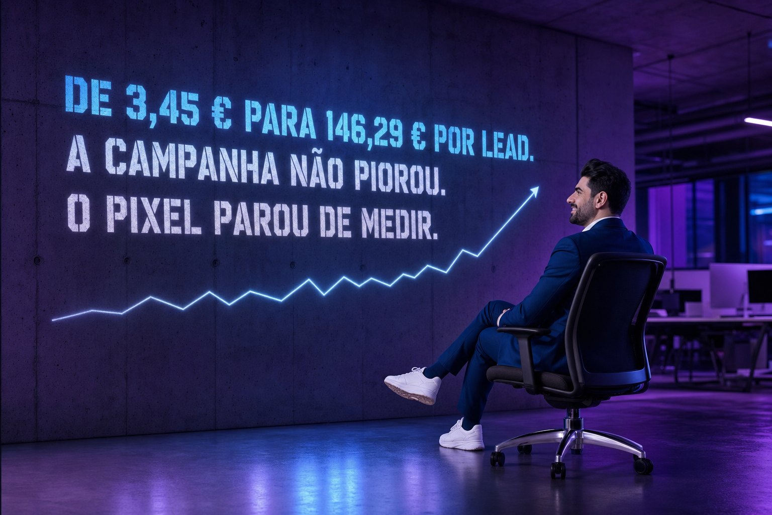 Custo por lead de 3,45 € para 146,29 €: a campanha não piorou, o Pixel da Meta parou de medir
